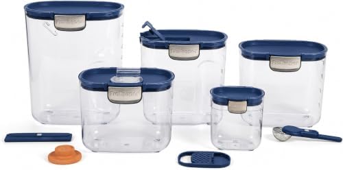 ProKeeper+ Airtight Food Storage Container Set – Clear Plastic Flour and Sugar Canister Set with Magnetic Accessories for Kitchen Organization (Navy, 9-Piece) by Unknown