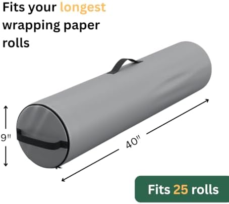 Wrapping Paper Storage Bag | Wrapping Paper Organizer Under Bed for Storing Multiple Rolls of Gift Wrap, 40” Length Container Constructed of Durable 600D Oxford Material (Gray) - Image 2