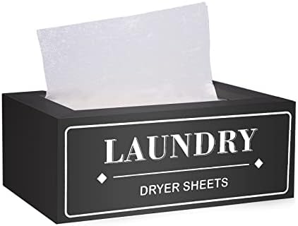 Dryer Sheet Holder Dispenser Container, Space Saving Laundry Room Organization and Storage, Farmhouse Laundry Dryer Sheets Holder for Laundry Room Decor, Fabric Softener Dispenser Containers, Black by magicsewingmachine