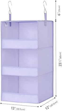 GRANNY SAYS 3-Shelf Hanging Closet Organizer, Foldable Storage, Purple - Image 3