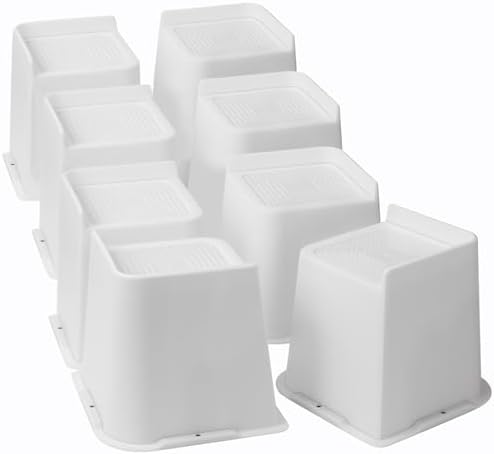 Bed Risers 1 inch, 2 inch, 3 inch, 4 inch, 6 inch, 8 inch Heavy Duty, Oversized Furniture Riser for Couch Sofa Table Chair Leg Frame Dorm, Support up to 6000 Lbs (White 8 Pack, 4 inch) by Yookwutar