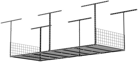 Overhead Garage Storage Rack,3x8 FT Garage Shelving Storage Organizer System with Side Guardrails,Heavy-Duty Metal Ceiling Racks,Load 600LBS Weight - Image 7
