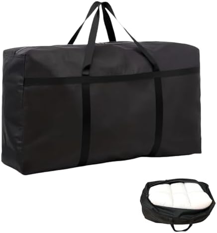 150L Duffle Bag for Travel, Large Christmas Tree Storage Bag with Zipper, 600D Waterproof Fabric Large Capacity Luggage Storage Tote for Moving Traveling Camping Gear Outdoor Sport, Black by Hijelyn