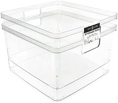 Isaac Jacobs 2-Pack Square Clear Storage Bins (10” L x 10” W x 6.1” H) by IsaacJacobs