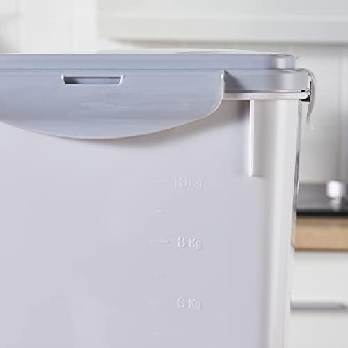 HANAMYA 15 Liter / 30 lbs Rice Storage Container with Measuring Cup, BPA free, For Rice | Grain | Pet Food | Flour, 2 count, White & Gray - Image 5