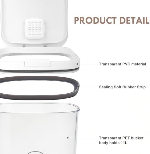 LEAWALK 10 Lbs Airtight Dog Cat Pet Food Storage Container PopTop White-C - Image 4