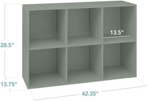 Best Choice Products Kids Bookcase 6-Cube Storage Organizer, 13.5in Shelf Opening, Bookshelf, Toy Storage, Customizable w/ 3 Removable Back Panels – Sage - Image 2