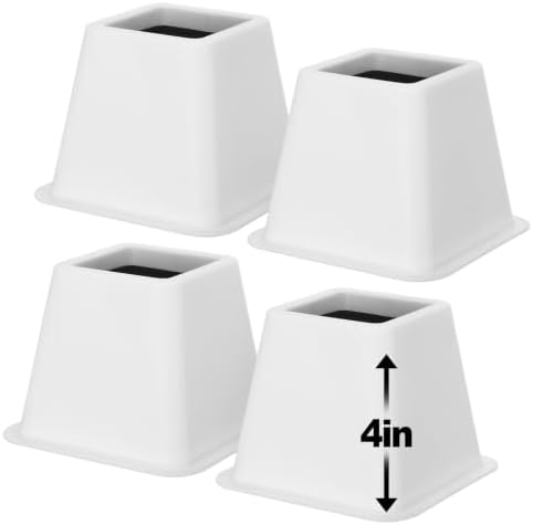 Apipi 4 Inch Stable Heavy Duty Bed Risers for Dorm Twin XL, 4 Pack by Apipi