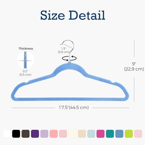 House Day Tranquil-Blue Velvet Hangers 60 Pack, Non Slip Clothes Hanger - Image 5