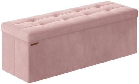 SONGMICS Storage Ottoman Bench, 43.3 Inches Velvet Foldable Foot Rest by SONGMICSbySONGMICSHOME