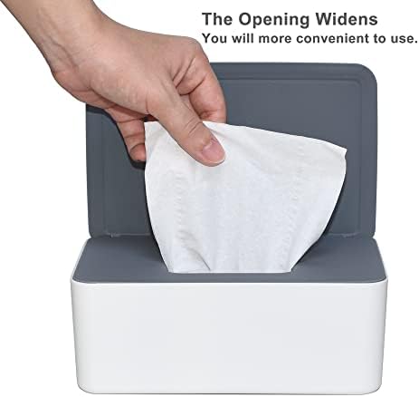 Diaper Wipes Dispenser, Tissue Storage Box Case (Gray-White) - Image 4