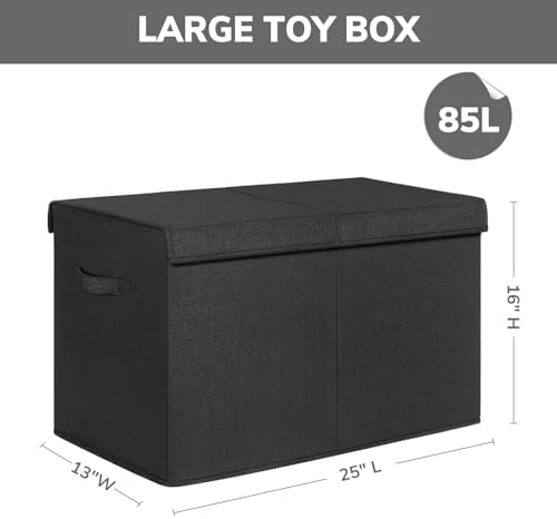 INDRESSME 85L Large Toy Storage Box, Lid & Dividers, Black - Image 4