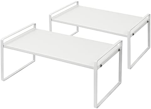 Nxconsu Stackable Cabinet Shelf Organizer 2 Pack, Standard White by Nxconsu