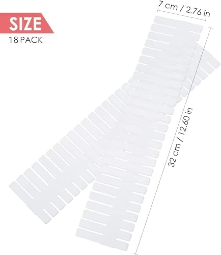 18Pcs Drawer Dividers, Adjustable Drawer Organizer for Socks, Underwear, Makeup, Can Help Tidy Kitchen, Bedroom, Dresser White - Image 2
