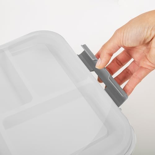 Simplify 5 Compartment Gift Supply Storage Box | 2 Tier Box | Red | Clear Top Lid | Dimensions: 9.5"x 9.5"x 4.5" | Snap Handle| Storage | Wrapping Accessories| Grey - Image 5