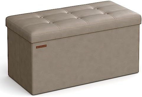 SONGMICS Storage Ottoman Bench, 30 Inches Folding Foot Rest Stool by SONGMICS