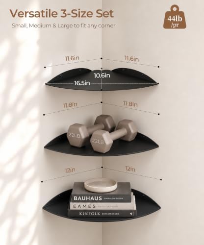 Corner Shelves for Wall, Black Metal Floating Shelves, Holds 44 lb - Image 4