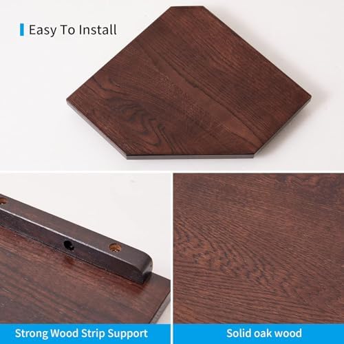 Corner Wall Shelves Set 2 Wire Hole Solid Oak Wood Display Shelf ,Walnut - Image 5