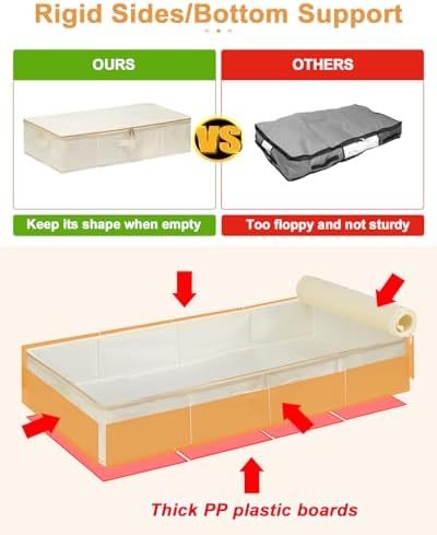 punemi 6 inch Tall Sturdy Under Bed Wedding Dress Storage Box, 2Pack, Beige - Image 3