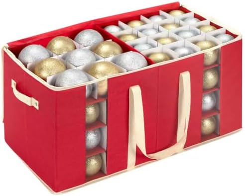 DIMESHY Christmas Ornament Storage Box Holds 128 Holiday Decorations,RED by DIMESHY