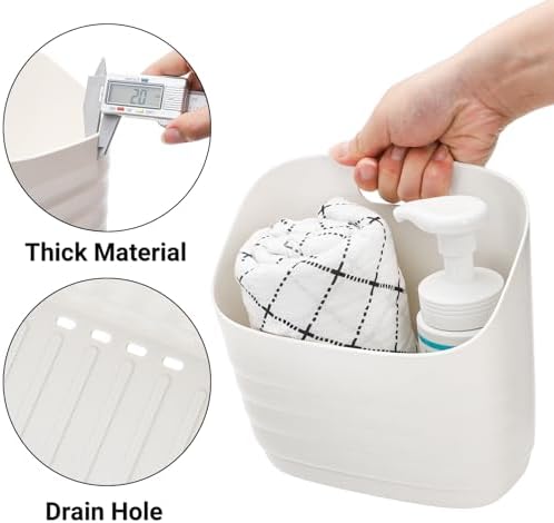 Noamus 6 Pack Plastic Hanging Basket for Kitchen, Over Cabinet Door Organizer with Removable Hook, Stackable Wall Mounted Storage Shower Caddy, No Drilling Shelf Bins for Food Bathroom Pantry Closet - Image 5