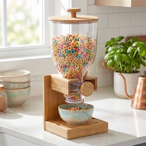 Honey-Can-Do Compact Dry Food Dispenser, Single Control & Snack Storage Container for Countertop or Pantry, Bamboo - Image 2