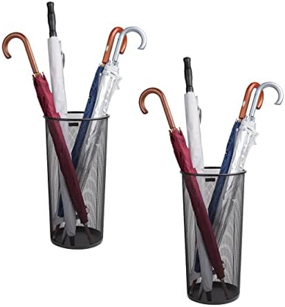 Mind Reader Umbrella Stand, Multi-Purpose Storage Organizers for Office and Entryway, Metal Mesh, Set of 2, Black by MindReader