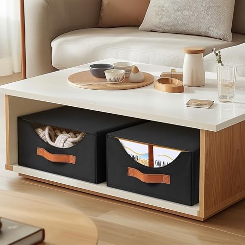 Homsorout Closet Organizers and Storage - Large Stackable Storage Bins with Drawer, Fabric Bins for Organization, Collapsible Storage Drawers Organizer for Bedroom, Living Room, 4 Pack, Black - Image 2