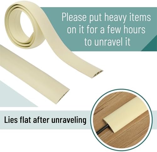 Bates- Floor Cord Cover, 30ft, Cable Cavity 0.6" (W) x 0.31" (H), Heavy Duty Wire Protector, PVC Extension Cords Hider, Protect Cords, Prevent Cable Trips, Cord Hider for Office, Home, Outdoor - Image 3