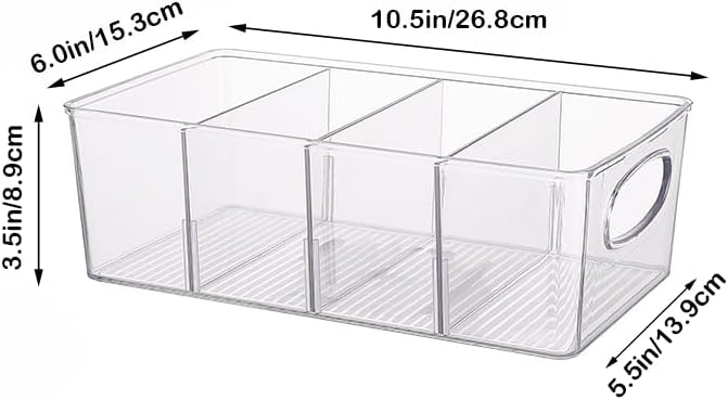 Clear Plastic Storage Bins with Removable Dividers – Pantry Snack Organizer, Kitchen Pantry Organizers and Storage, Snack Drawer Organizer, Fridge Organizer (2 Pack) - Image 2