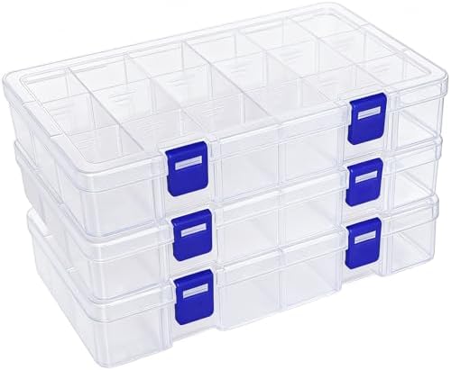 DUOFIRE Plastic Organizer Storage Box, Adjustable Divider 18 Grids, 3 Pack by DUOFIRE