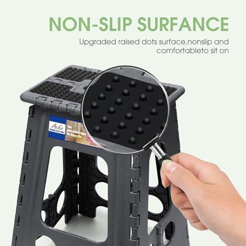 ACKO 17.5" Folding Step Stool, 400 lbs Capacity with Safety Lock, Dot Gray - Image 5