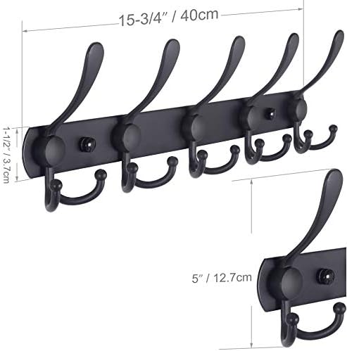 WEBI Coat Rack Wall Mount,Coat Hooks Wall Mount,5 Tri Hooks for Hanging Coats,Wall Coat Hanger,Wall Coat Rack for Clothes,Black - Image 3