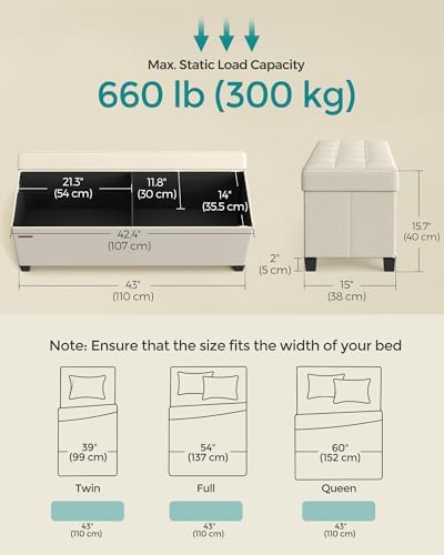 SONGMICS Storage Ottoman Bench, Foldable Foot Rest with Legs - Image 3