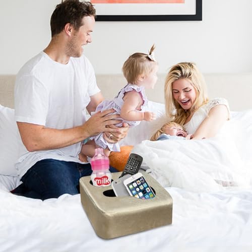 Couch Cup Holder Pillow Tray! Keep Drinks Hand Reach and KeepTemp, Prevent Spills and Use Anywhere. Cup Holder for Couch, Bed, Car, Courtyard, Park, Beach. Pink. Light Khaki - Image 3