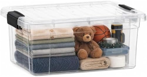 Superio Storage Bins with Lids, Clear Plastic Containers for Organizing, Stackable Totes, BPA Free, Odor Free, Organizer Boxes for Home, and Dorm (6 Pack, 36 Qt) by Superio