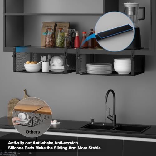 AmonHouseware 2Pack Under Shelf Basket,Adjustable Hanging Holder,Black - Image 5