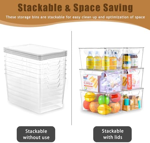 Freebat 6 Pack Clear Storage Bins with Lids, 7 Quart Pantry Organizer Bins - Image 3