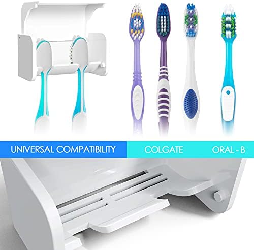 2 Pcs Toothbrush Holder Wall Mounted with Cover for Bathroom, 2 Slots Toothbrush Storage Organizer for Shower, Self Adhesive Toothbrush Hanger Rack for Dorm, Cabinet - Image 2