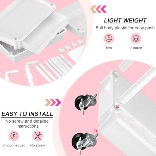 Goovilla 4 Tier Rolling Utility Cart Organizer with Removable Drawer, White - Image 3
