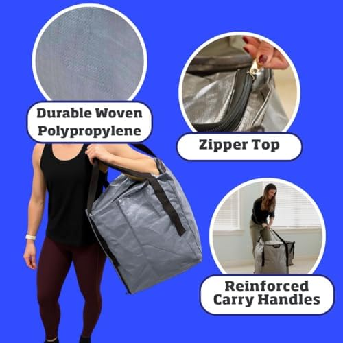 DURASACK 22-Gallon Zipper Top Heavy Duty Storage Tote Bags, Single, Gray - Image 5