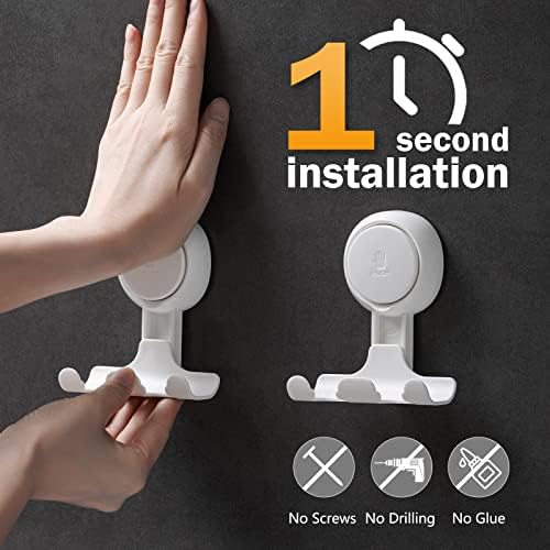 LEVERLOC Razor Holder for Shower 2 Pack, Powerful Suction Cup Hooks, White - Image 3