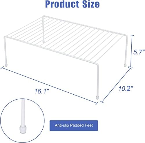 Large (16.1 x 10.2 Inch) Cabinet Storage Shelf Rack, Shelves，Kitchen Counter and Cabinet Shelf, Storage Rack Organizer for Kitchen, Fridge, Cabinet, Bathroom Cupboard (White, 4) - Image 4