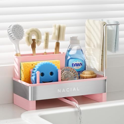 Nacial Kitchen Sink Organizer, Sink Caddy with Sponge & Tall Brush Holder by NacialPromise-Consumersfirstalways