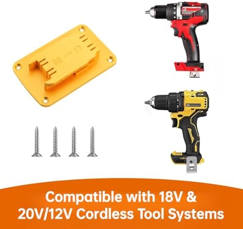 Tool Holders and Battery Mounts Compatible with Dewalt 20V and 60V, Heavy-Duty ABS Wall Organizer Rack with Screws, Drill and Battery Holder Mount for Garage, Workshop, Job Site (20 Pack) - Image 2
