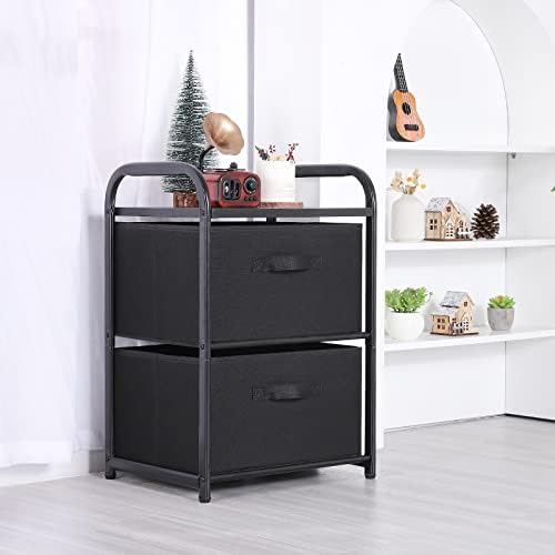 MAX Houser 2 Drawer Wide Fabric Dresser Storage Organizer Unit, Black - Image 5