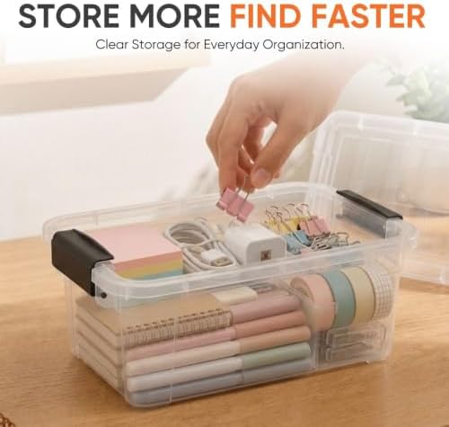 Superio 3.4 Quart Clear Plastic Storage Boxes with Lids, Stackable Organizer Containers, BPA-Free Storage Bins for Home, Office, School & Dorm, 8 Pack - Image 2