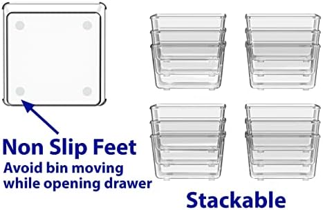 Simple Houseware Clear Desk Drawer Organizer, 3.25"x 3.25", 12 Packs - Image 5