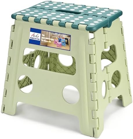 ACKO 13 Inch Folding Step Stool, Holds 300 lbs for Adults and Kids, Green by ACKO