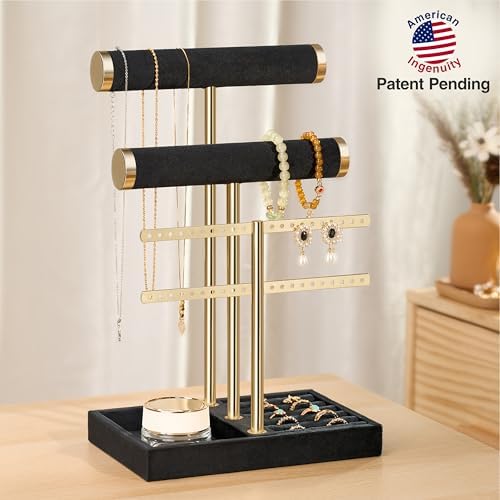 Jewelry Organizer Stand for Necklaces, Bracelets, Earrings, Rings, Black - Image 2